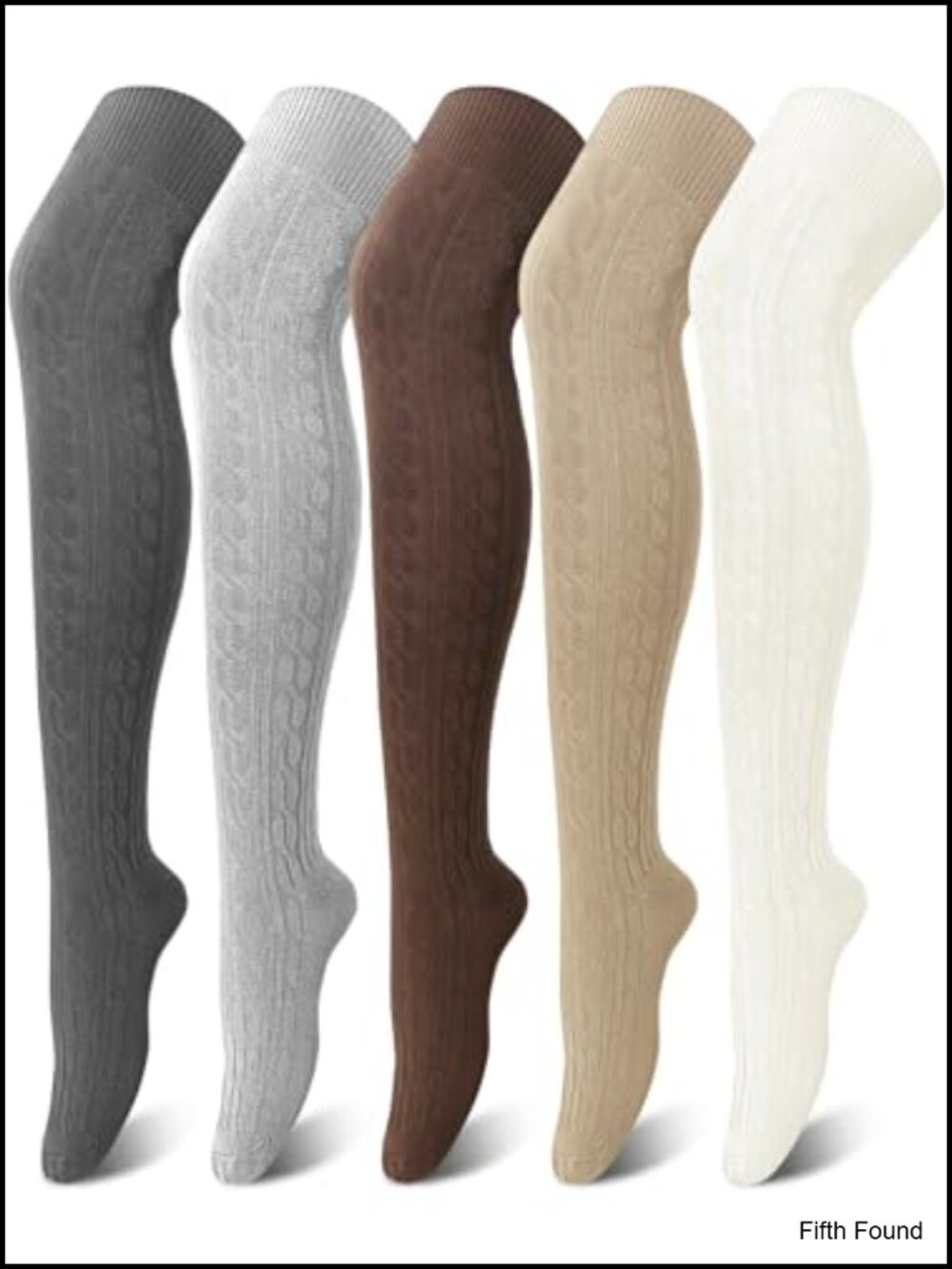 Jansun 5 Pairs Cotton Knit Thigh High Boot Socks Women Over the Knee Stockings